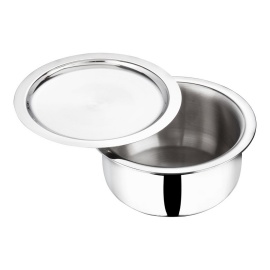 Vinod Platinum Triply Stainless Steel Extra Deep Kadai with Lid